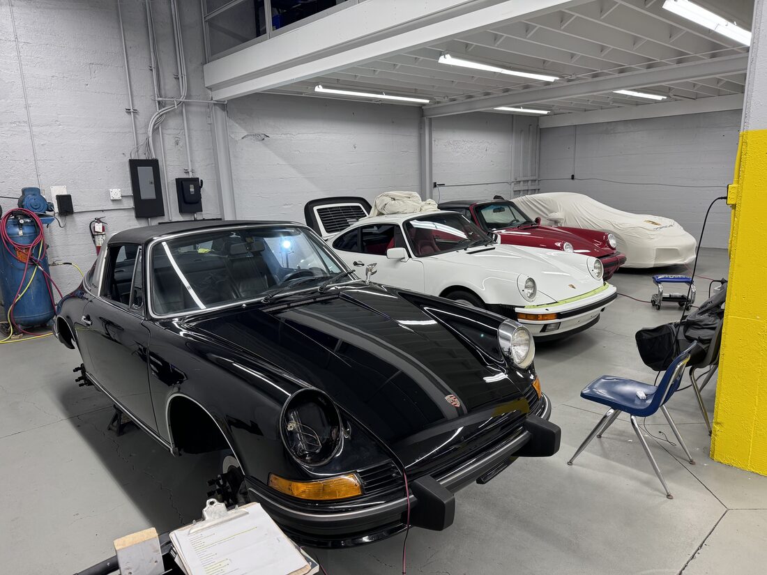 Air-cooled Porsche 911 collection in the workshop