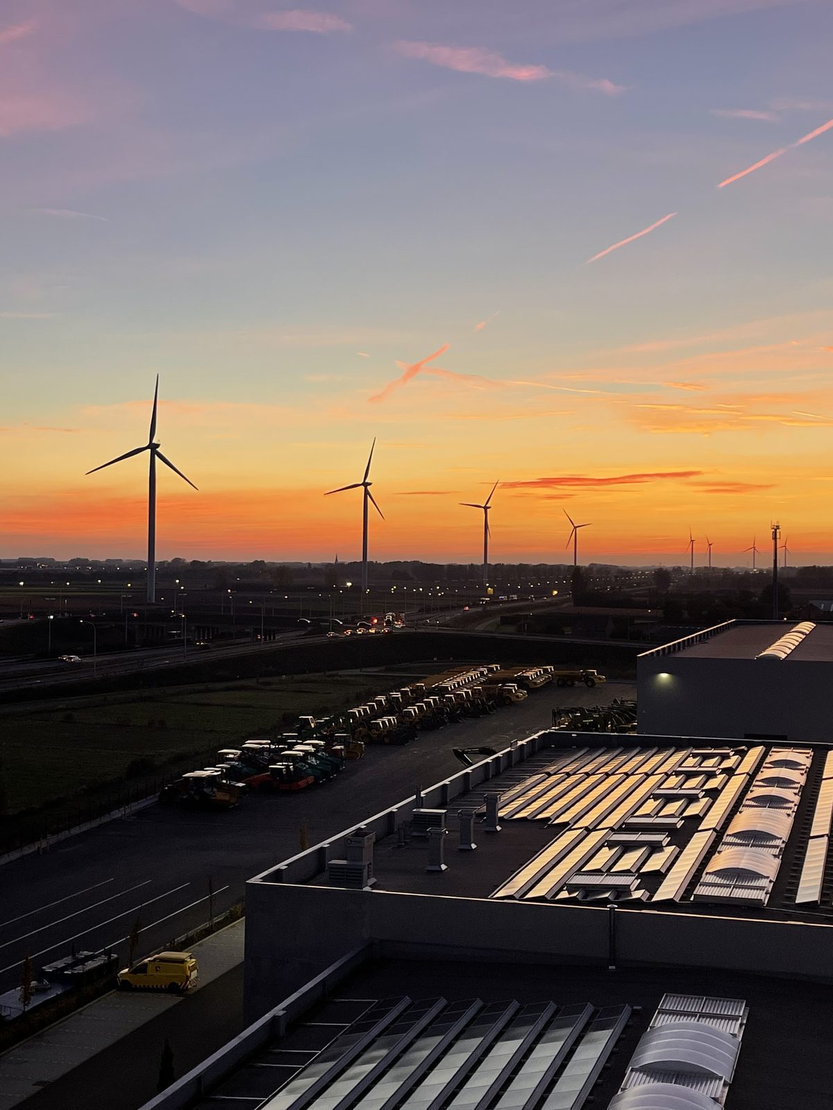 The Iron Parts site near the Belgian coast at dusk
